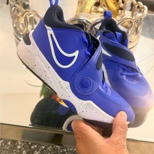 Nike Team Hustle Blue and White Basketball Sneakers